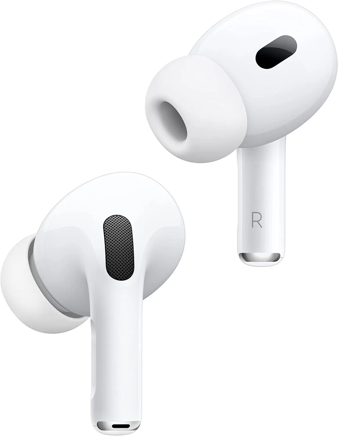 Discover the upgraded experience of white wireless earbuds, reminiscent of AirPods Pro 2, featuring silicone ear tips and built-in microphones for exceptional sound quality.